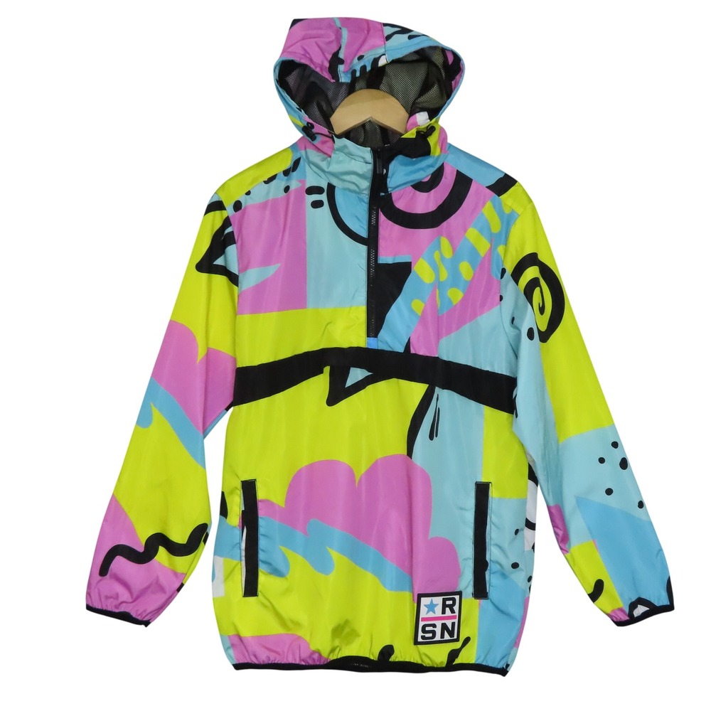 Reason NYC Windbreaker Jacket Medium 90s Style Colorful Graphic Streetwear Coat